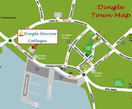 map of dingle town dingle marina cottages